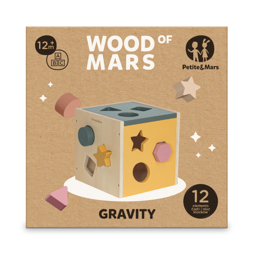 PETITE&MARS Hračka dřevěná třídící Gravity Wood of Mars 12m+