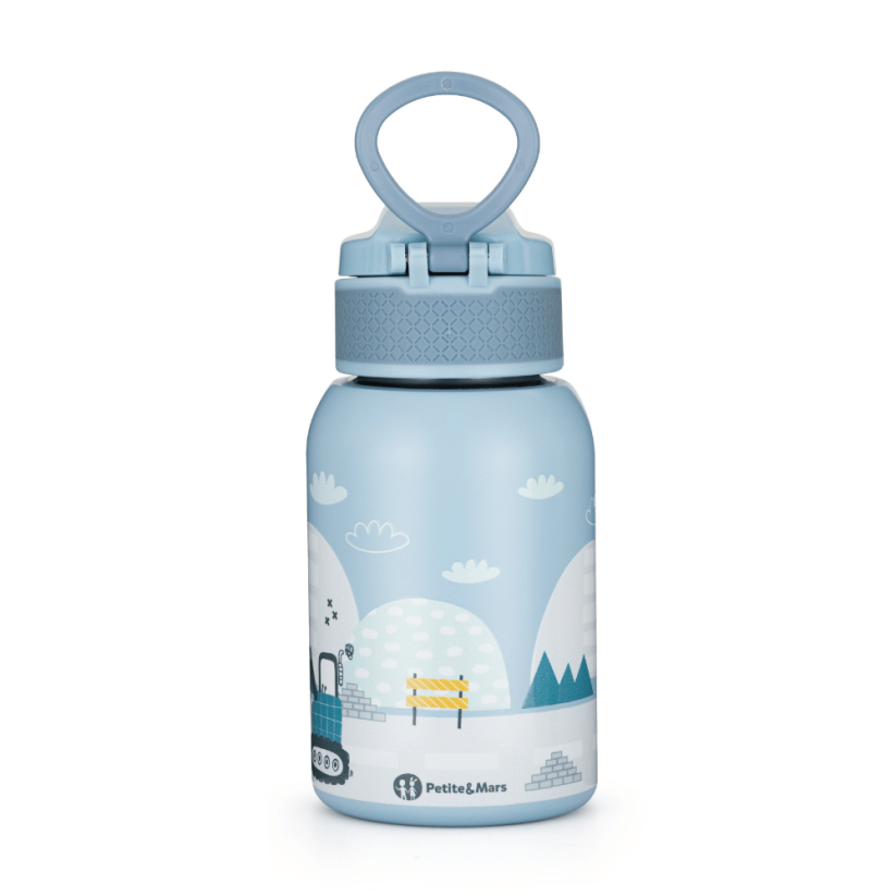 PETITE&MARS Kids Thermos Bottle with Straw 350 ml - Varianty  Thermos Bottle 350 ml: Work Zone