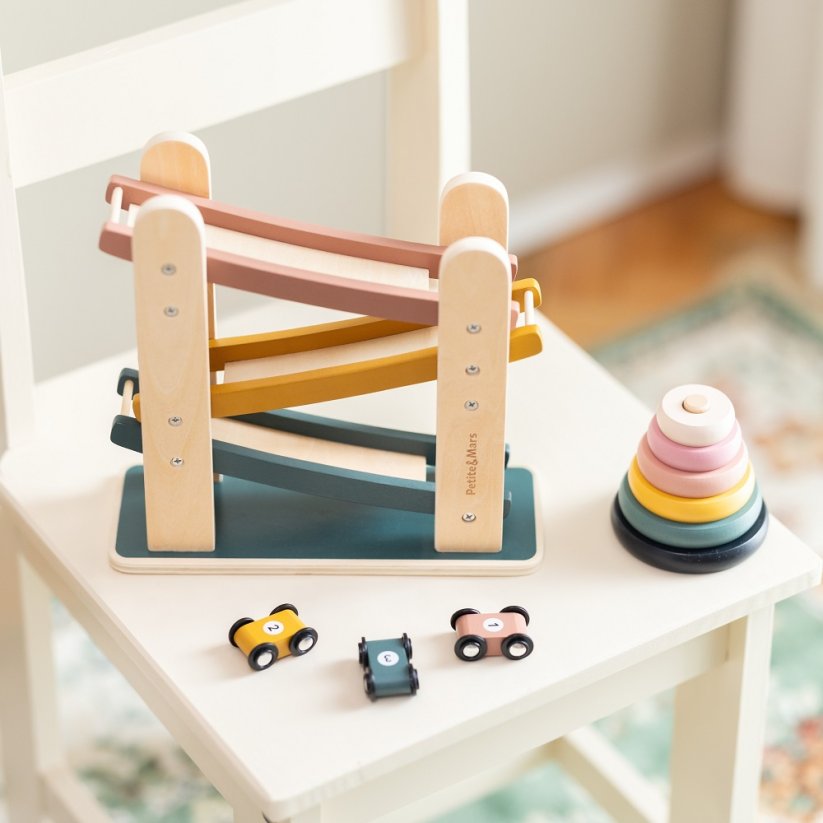 PETITE&MARS Wooden toy - racetrack Milky Way Wood of Mars 18m+ Aurora Pink