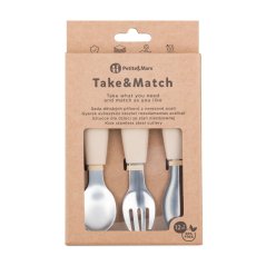 PETITE&MARS Stainless steel cutlery set with silicone handle Take&Match 12m+