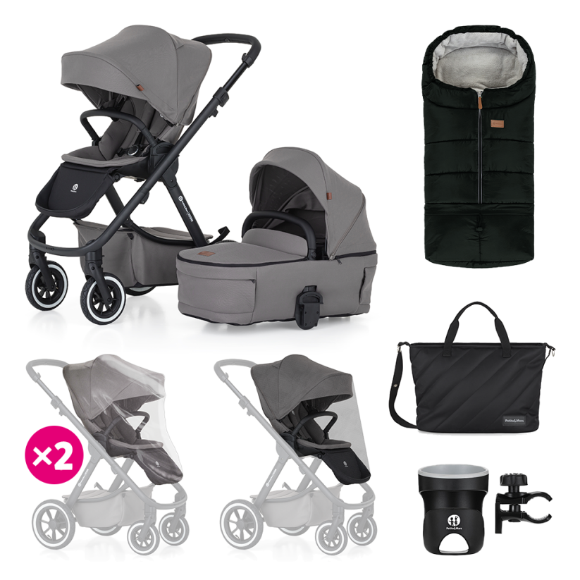 PETITE&MARS Stroller ICON 2IN1 AIR SET XXL - Variants of Icon: Dove Grey