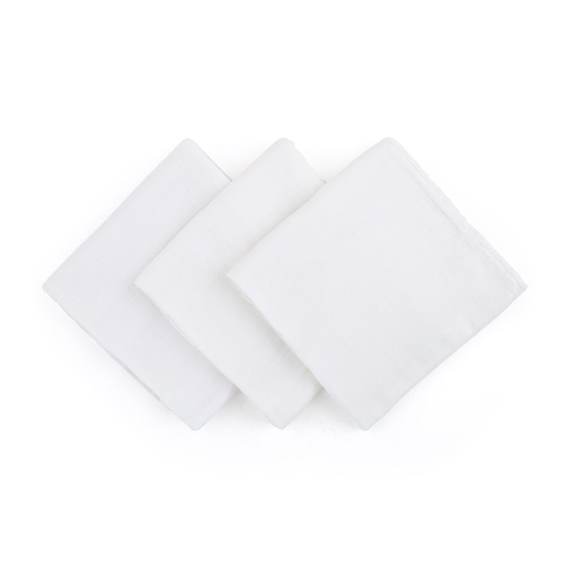 PETITE&MARS Zestaw pieluszek z muślinu bambusowego 3 szt. Moussy Total White