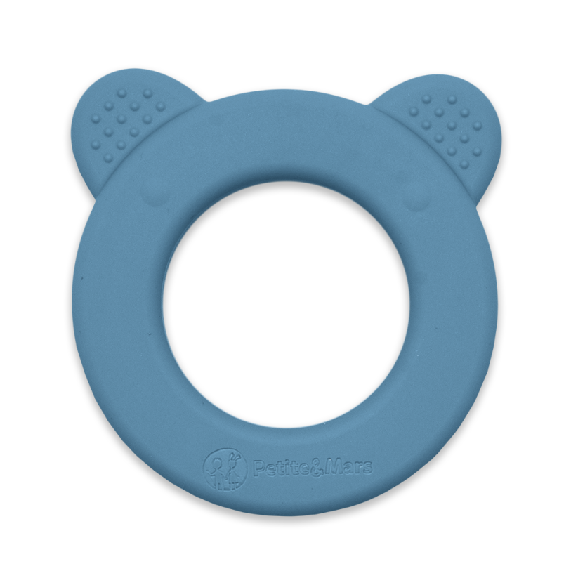 PETITE&MARS Silicone teether with rattle Beary 0m+ - Variants of  Beary: Dusty Rose