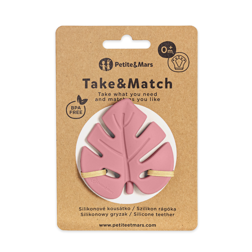 PETITE&MARS Hryzačka silikónová TAKE&MATCH 0m+ - Take&Match: Dusty Rose
