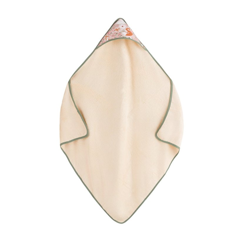 PETITE&MARS Okrycie kąpielowe bambusowe z kapturkiem 100 x 100 cm LOULOU - Varianty LouLou: Pink Meadow