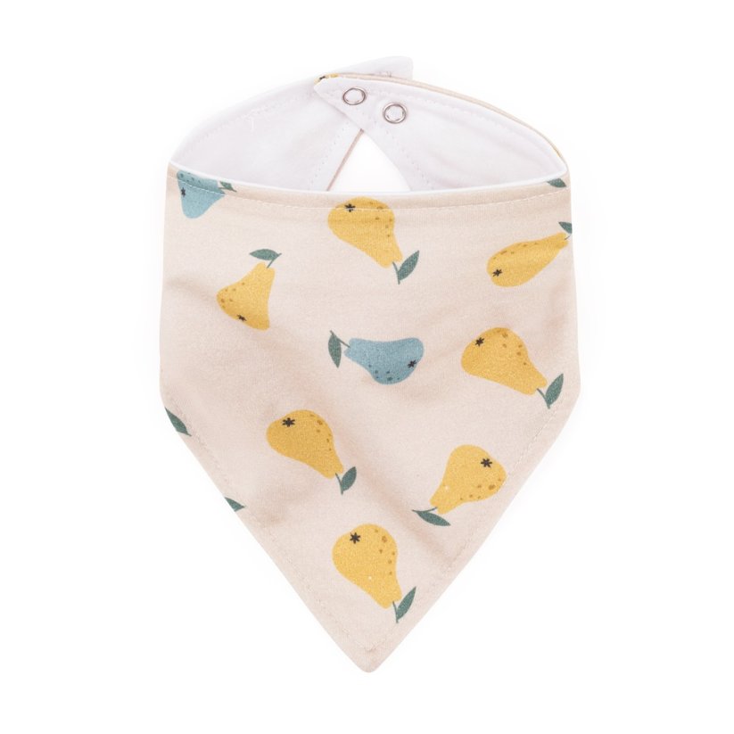 PETITE&MARS Bryndák bandana Luke 3m+ - Luke Bandana: Beige Strawberries & Dusty Rose