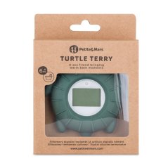 PETITE&MARS Teplomer silikónový digitálny do vody Turtle Terry Misty Green 0m+