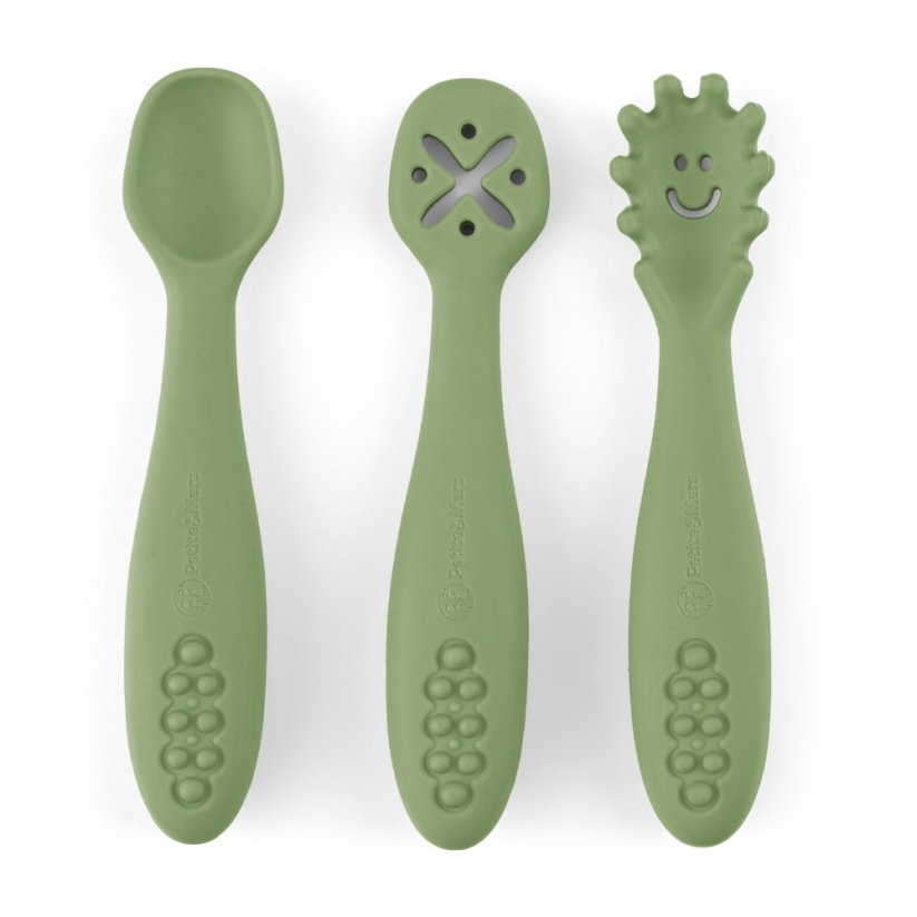 PETITE&MARS Silicone training spoons set 3 pcs Take&Match 6m+ - Take&Match: Sweet Pea