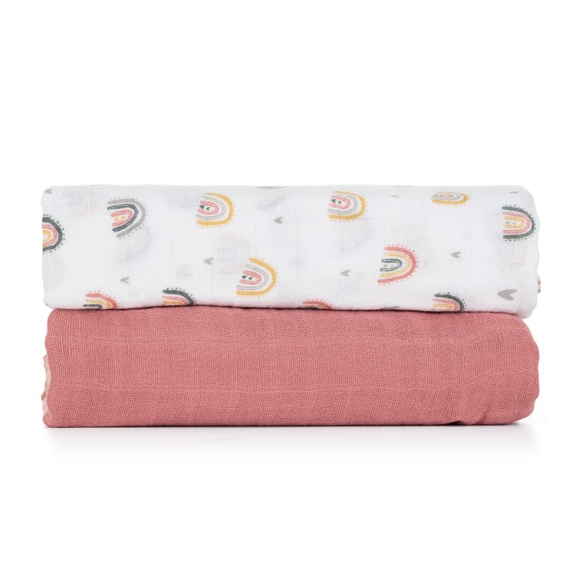 PETITE&MARS Zestaw otulaczy z muślinu bambusowego 2 szt. Misty 2w1, 120 x 120 cm - Warianty Misty: Grey Planes