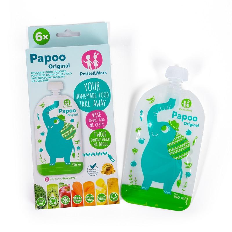 PETITE&MARS Kapsička na jídlo Papoo 6 ks - Varianty Papoo: Elephant
