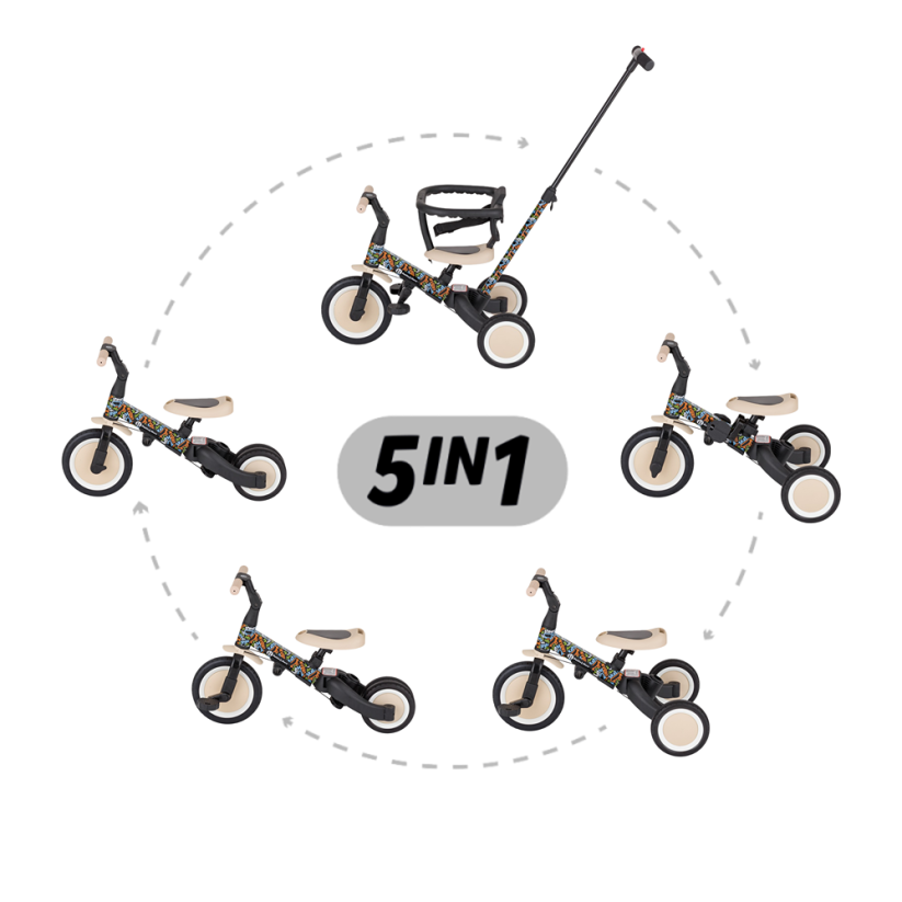 PETITE&MARS Multifunctional 5-in-1 Turbo Tricycle – Limited Edition City Beat
