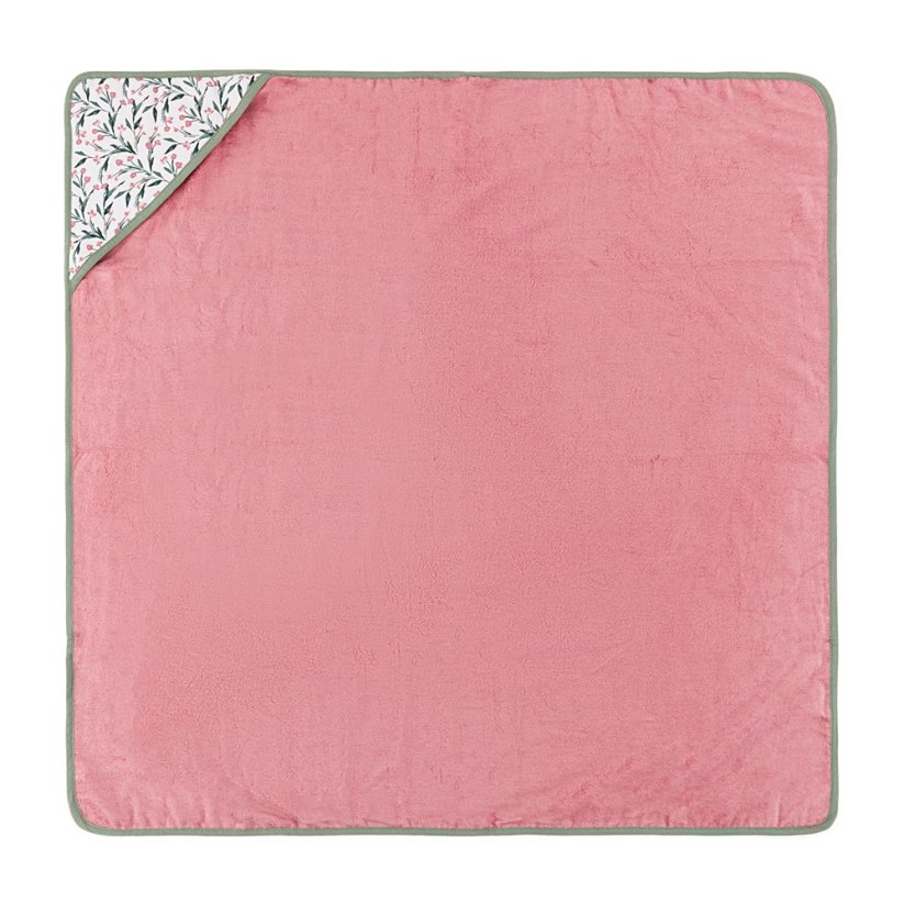 PETITE&MARS Okrycie kąpielowe bambusowe z kapturkiem 100 x 100 cm LOULOU - Varianty LouLou: Pink Meadow