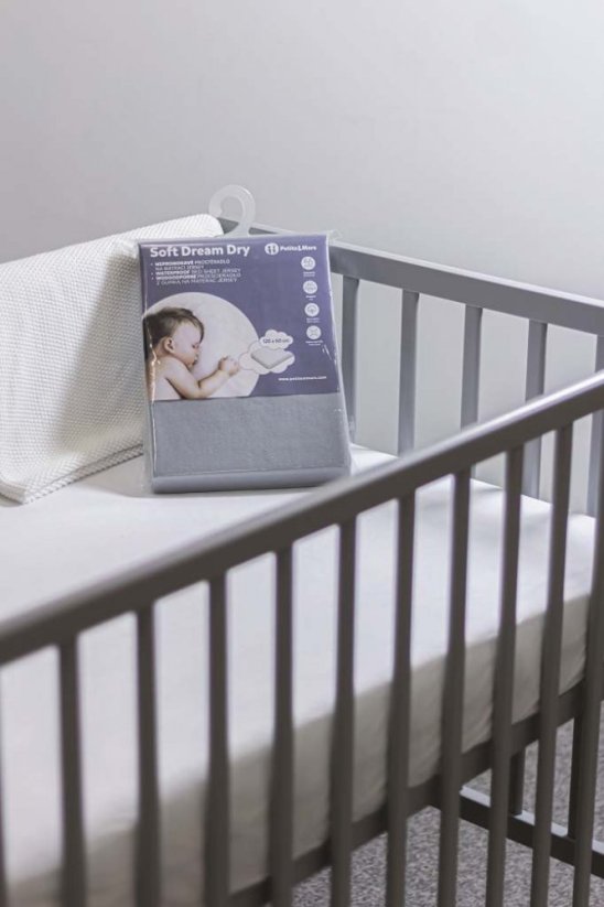 PETITE&MARS Napínací prostěradlo nepromokavé Soft Dream Dry 120 x 60 Grey