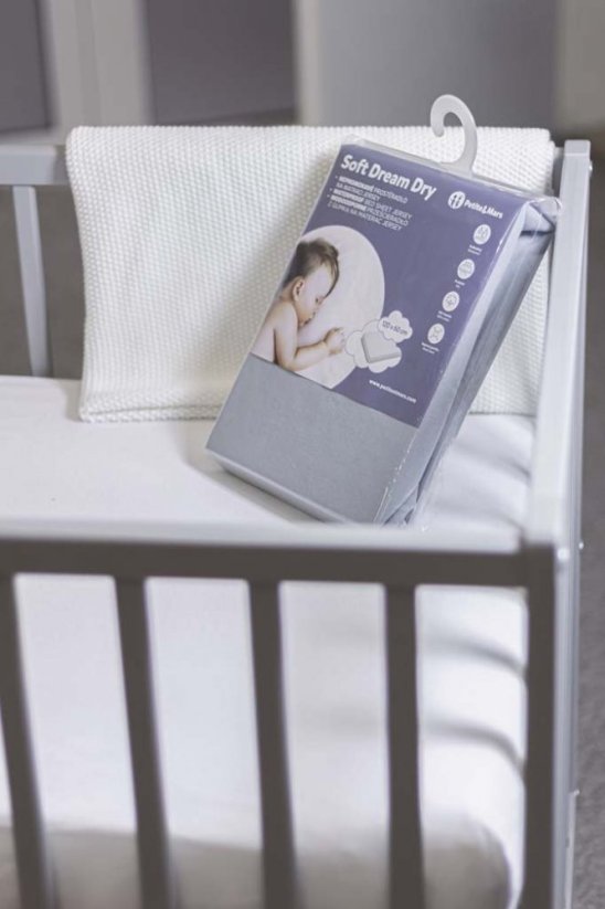 PETITE&MARS Napínací prostěradlo nepromokavé Soft Dream Dry 120 x 60 Grey