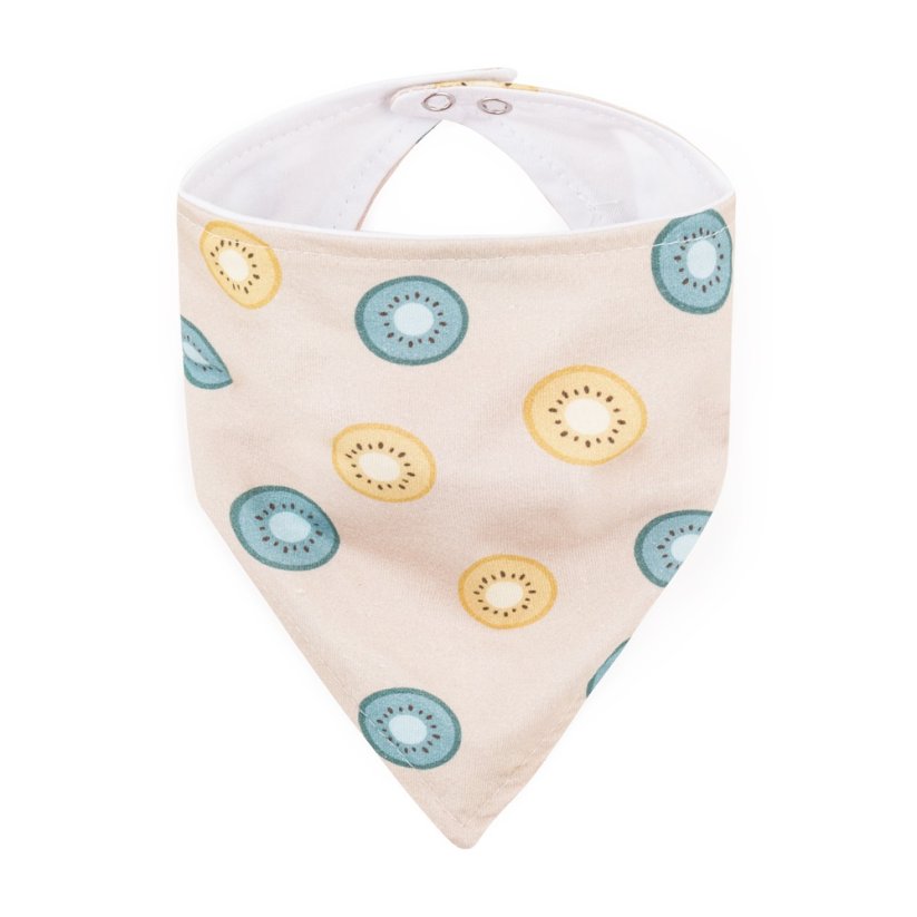 PETITE&MARS Bryndák bandana Luke 3m+ - Luke Bandana: Beige Strawberries & Dusty Rose