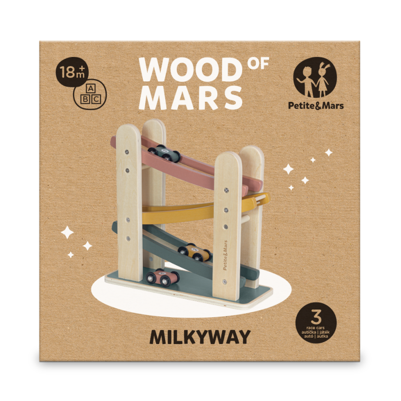 PETITE&MARS Wooden toy - racetrack Milky Way Wood of Mars 18m+ Aurora Pink