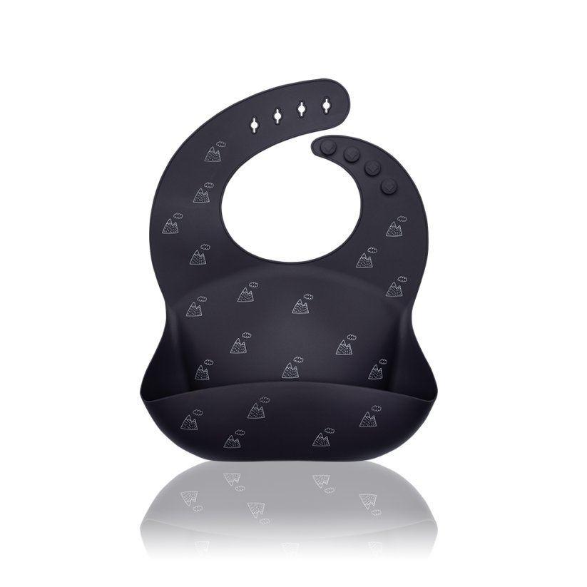 PETITE&MARS Podbradník silikonový Sam Dizajn 6m+ - Varianty Sam Dizajn: Grey Hills