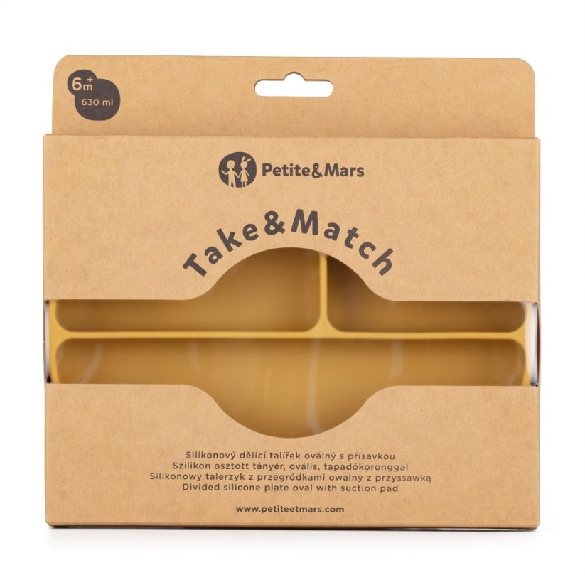 PETITE&MARS Silicone divided plate oval TAKE&MATCH 6m+ - Take&Match: Desert Sand