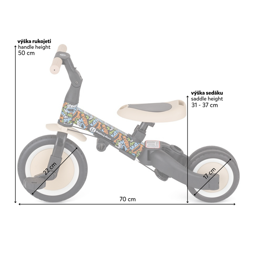 PETITE&MARS Wielofunkcyjny rowerek trójkołowy 5w1 Turbo – edycja limitowana City Beat