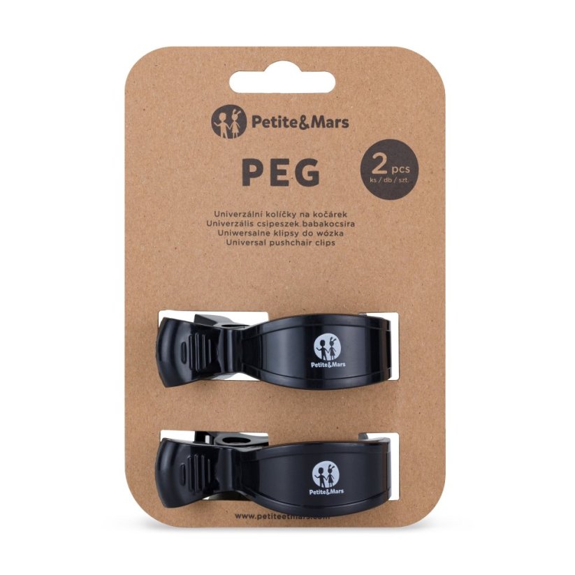 PETITE&MARS Klipsy do wózka Peg (2szt.) - Warianty Peg: Black