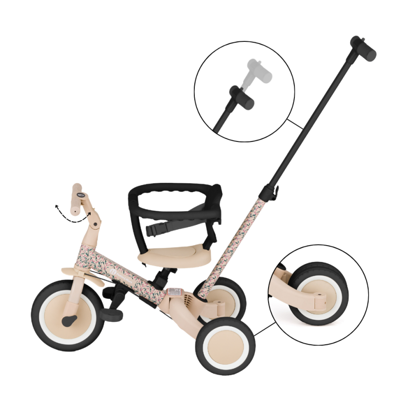 PETITE&MARS Multifunctional 5-in-1 Turbo Tricycle – Limited Edition Pink Meadow