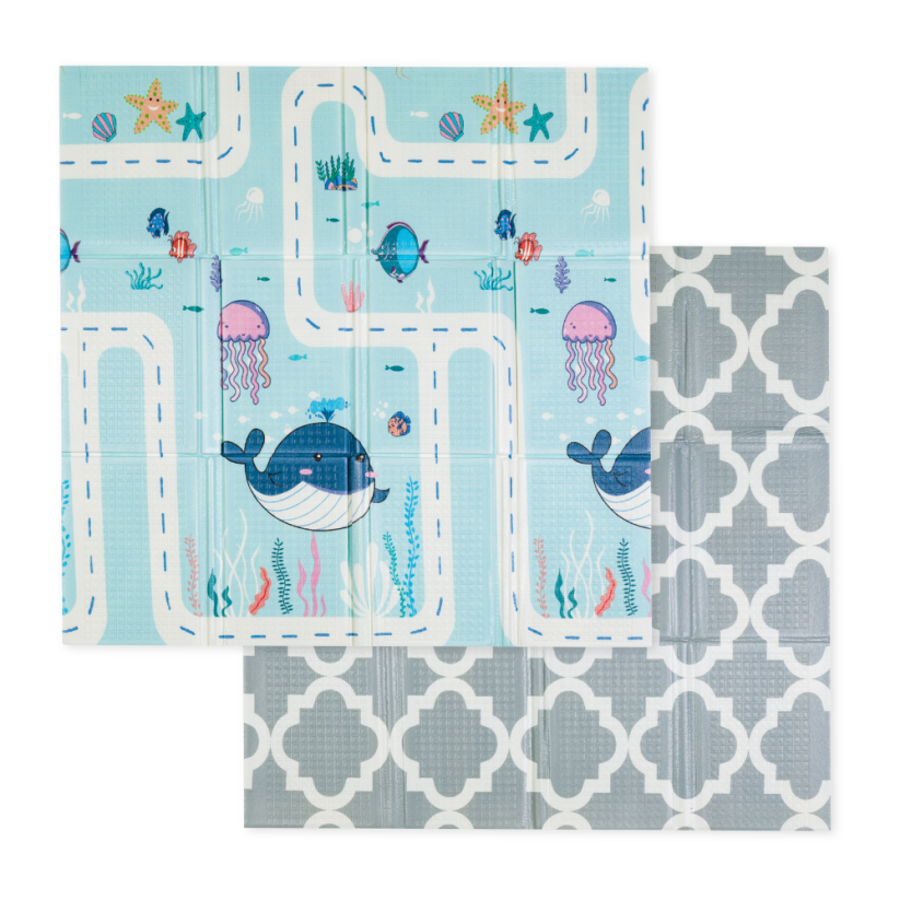 PETITE&MARS Podložka na hraní skládací Campy 120x120 cm - Varianty Campy: Ocean&Arabesca