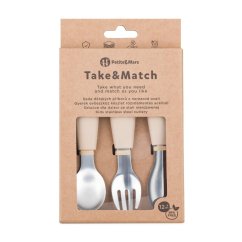 PETITE&MARS Stainless steel cutlery set with silicone handle Take&Match 12m+