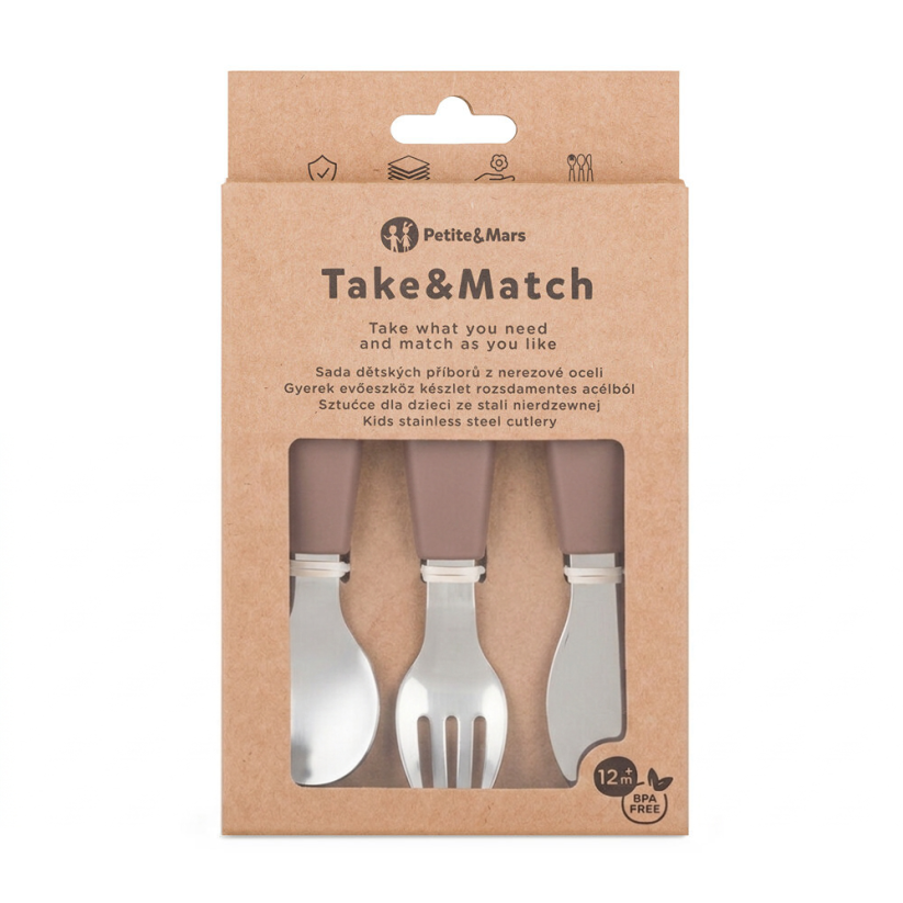 PETITE&MARS Sada príborov s nerezovej ocele Take&Match 12m+ - Take&Match: Sweet Pea