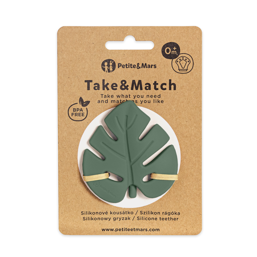 PETITE&MARS Kousátko silikonové TAKE&MATCH 0m+ - Take&Match: Misty Green