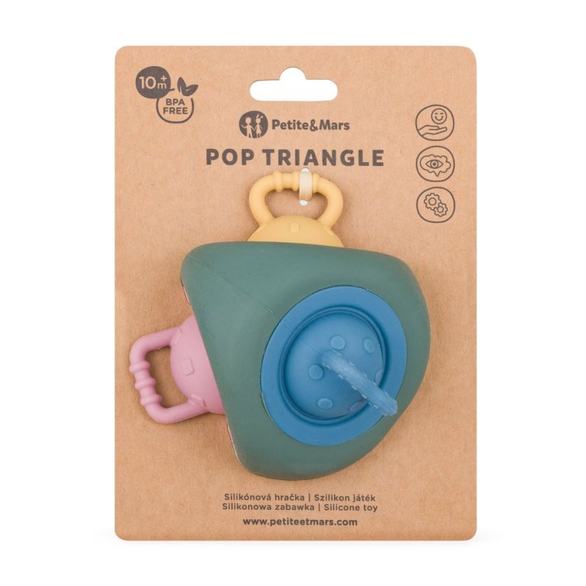 PETITE&MARS Silikonowa zabawka sensoryczna pop - up Pop Triangle 10m+