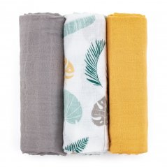 PETITE&MARS Bamboo muslin set of 3 diapers Moussy 68 x 68 cm