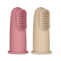 PETITE&MARS Set of silicone finger toothbrushes Rose&Sand 2 pcs 0m+