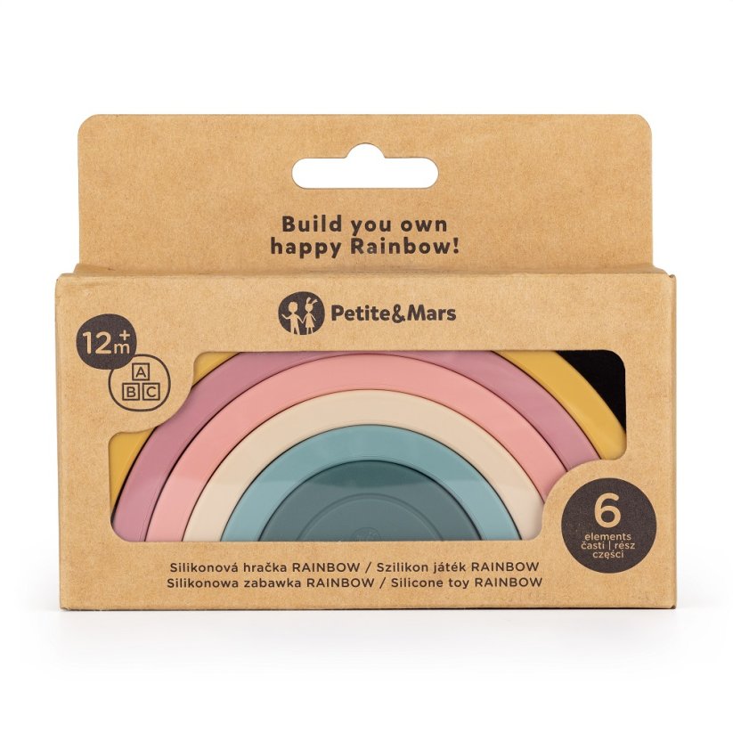 PETITE&MARS Silicone folding toy Rainbow Intense Ocher 12m+