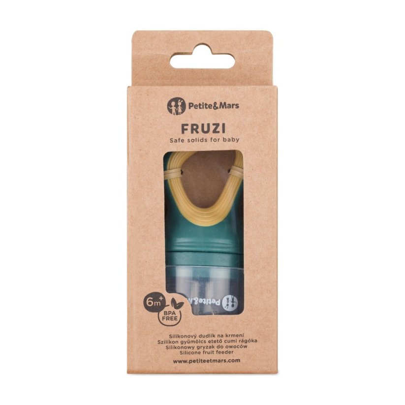 PETITE&MARS Dudlík silikonový na krmení Fruzi 6m+ - Fruzi: Green&Ochre