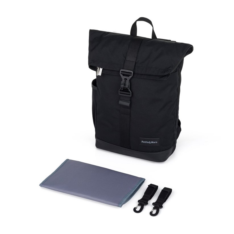 PETITE&MARS Batoh přebalovací na kočárek Jackob Absolute Black