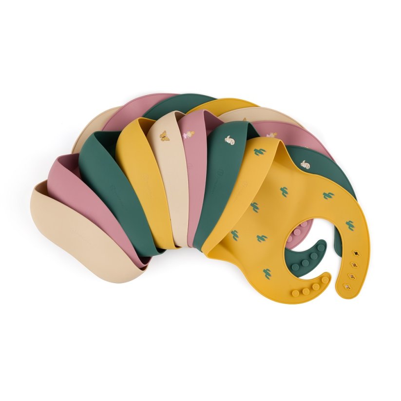 PETITE&MARS Śliniak silikonowy Take&Match ze wzorem 6m+ - Take&Match Design: Sweet Pineaples