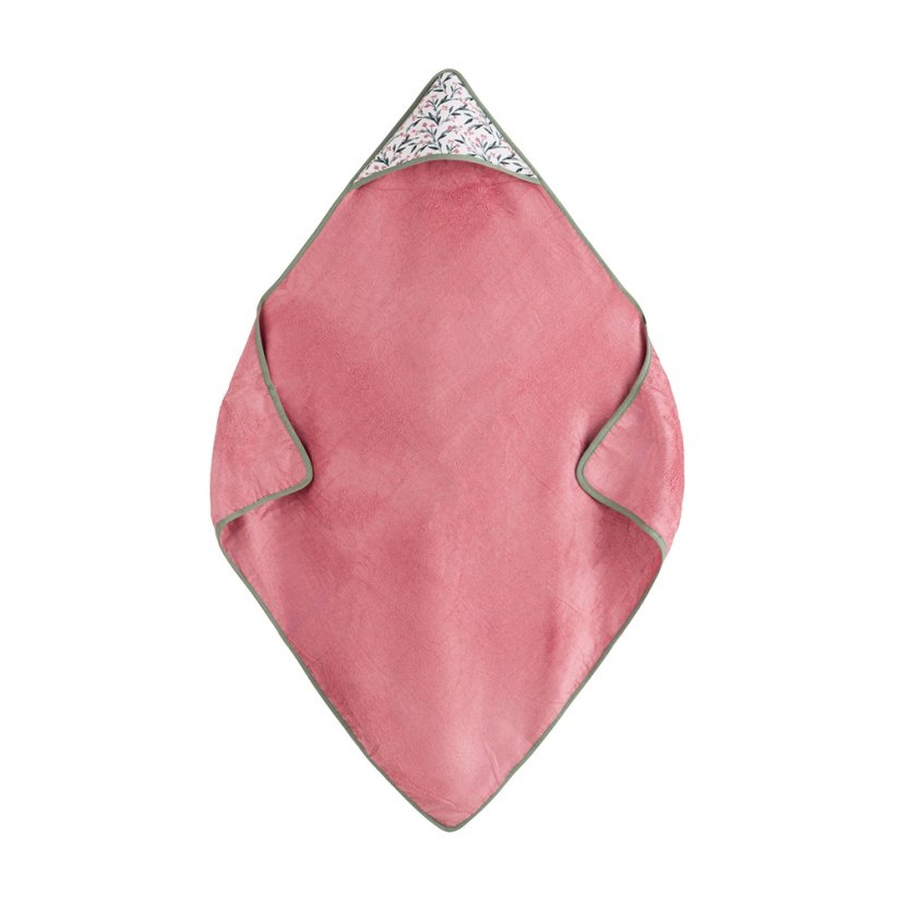 PETITE&MARS Okrycie kąpielowe bambusowe z kapturkiem 100 x 100 cm LOULOU - Varianty LouLou: Pink Meadow