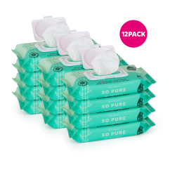 12x PETITE&MARS Ubrousky vlhčené SO PURE bambusové bioodbouratelné 56 ks