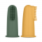 PETITE&MARS Set of silicone finger toothbrushes Ochre&Green 2 pcs 0m+