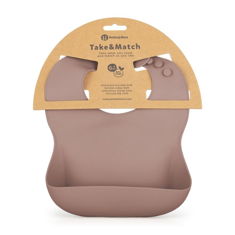 PETITE&MARS Silicone bib Take&Match 6m+ - Take&Match: Velvet Latte