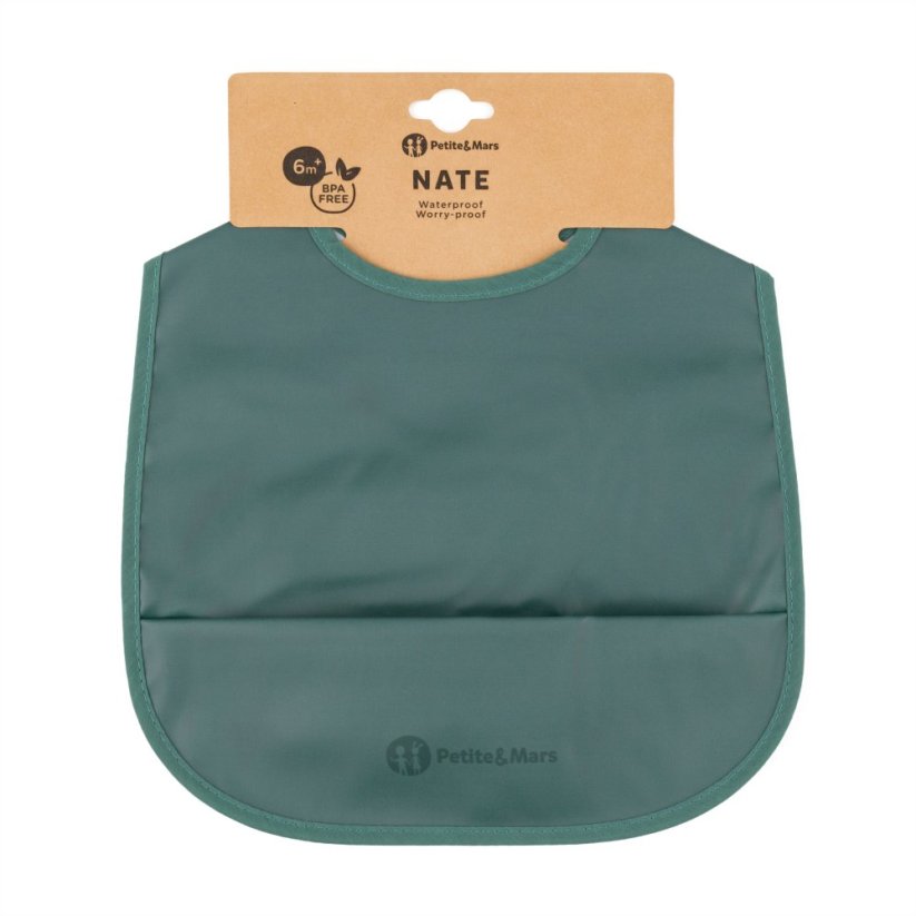 PETITE&MARS Podbradník PU Nate Desert Sand 6m+ - Take&Match: Misty Green