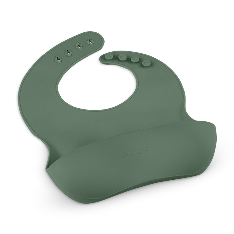 PETITE&MARS Silicone bib Take&Match 6m+ - Take&Match: Misty Green