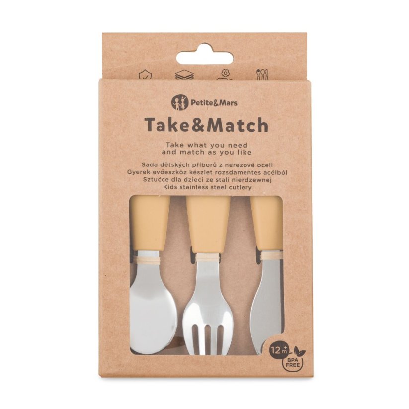 PETITE&MARS Sada príborov s nerezovej ocele Take&Match 12m+ - Take&Match: Dusty Rose