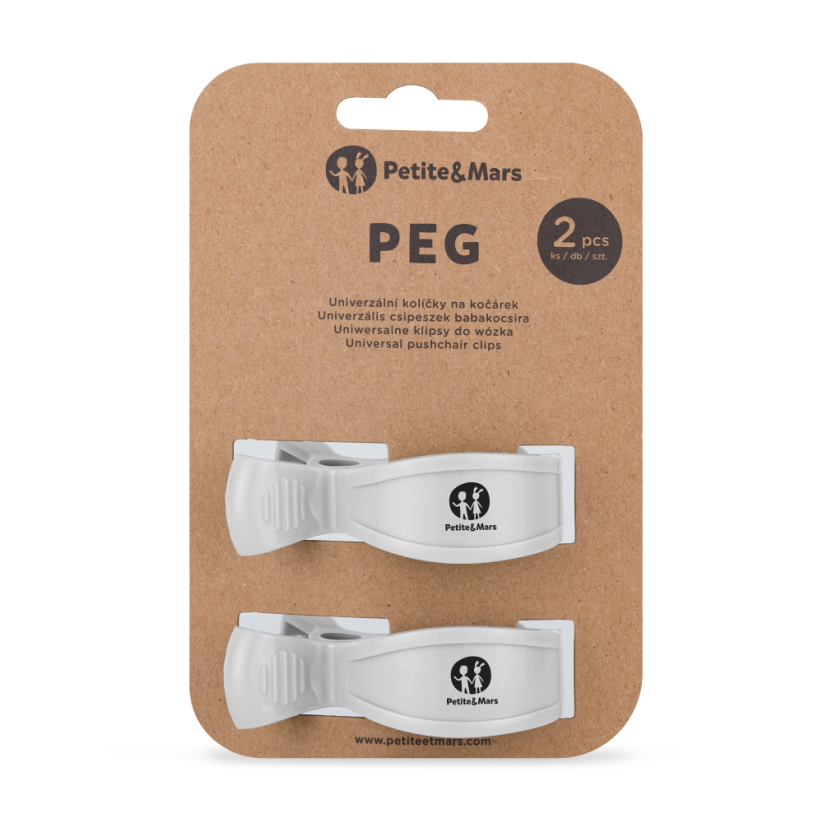 PETITE&MARS Kolíček Peg na kočárek (2 ks) - Varianty Peg: White