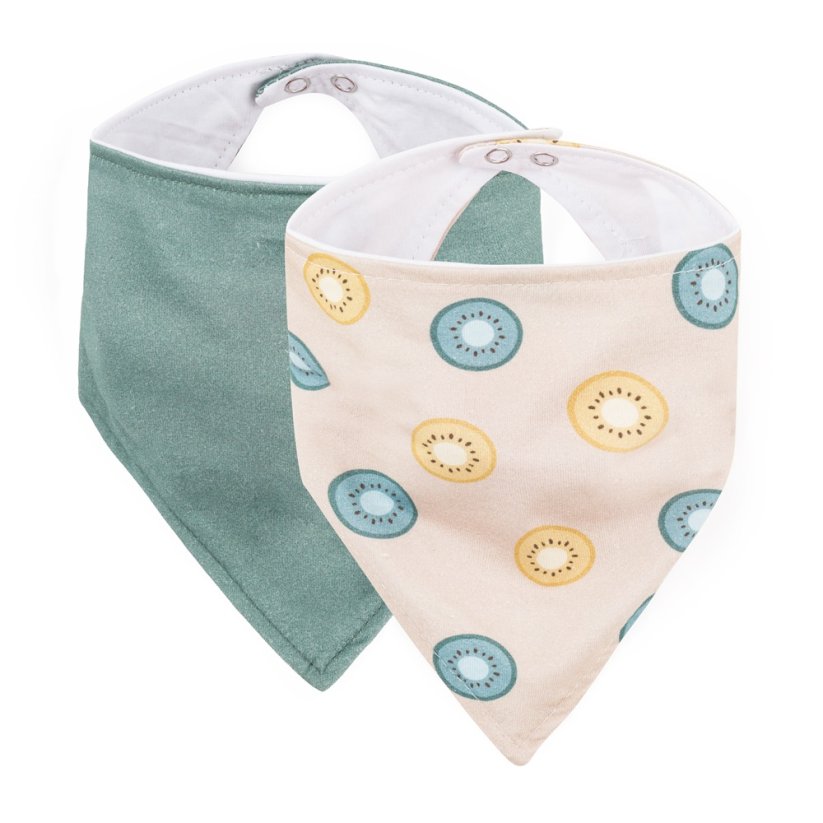 PETITE&MARS Bryndák bandana Luke 3m+ - Luke Bandana: Beige Strawberries & Dusty Rose