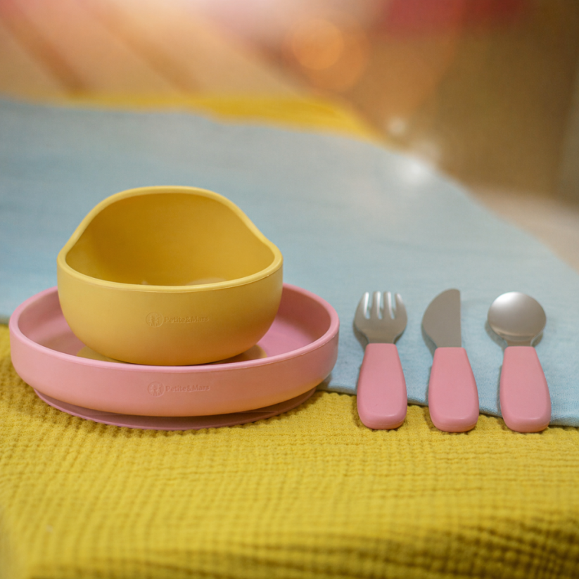 PETITE&MARS Sada príborov s nerezovej ocele Take&Match 12m+ - Take&Match: Sweet Pea