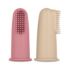 PETITE&MARS Zestaw silikonowych szczoteczek do zębów na palec Rose&Sand 2 szt. 6m+
