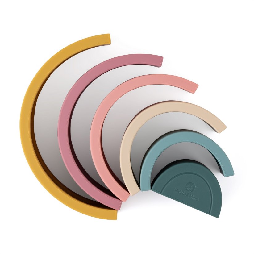PETITE&MARS Silicone folding toy Rainbow Intense Ocher 12m+
