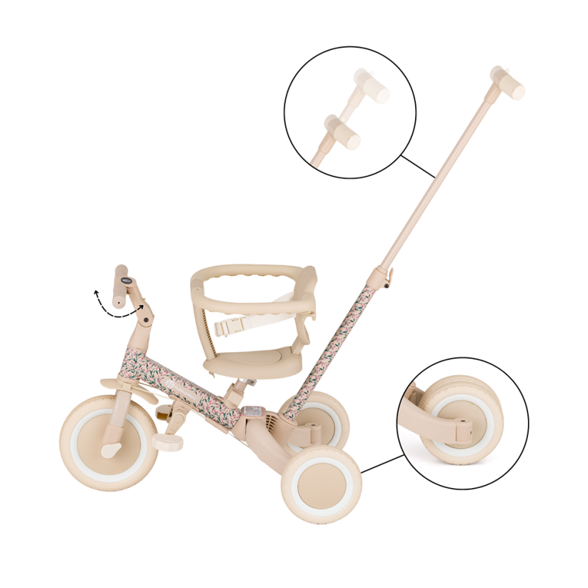 PETITE&MARS Multifunctional 5-in-1 Turbo Tricycle – Limited Edition Pink Meadow