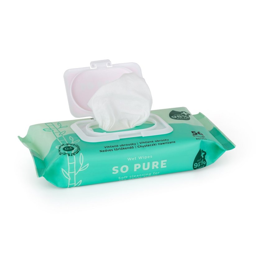12x PETITE&MARS Ubrousky vlhčené SO PURE bambusové bioodbouratelné 56 ks